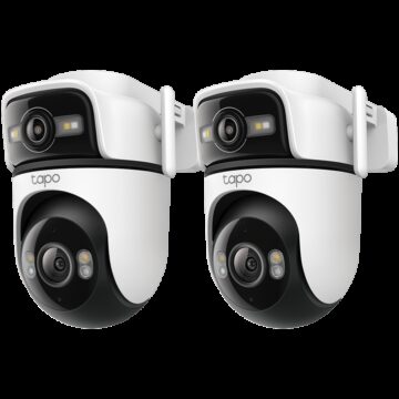 TAPO C545D Outdoor Dual Lens Pan/Tilt Security Camera, Double 2K View, Dynamic Dual Tracking, Color Night Vision, Built-in Microphone and Speaker