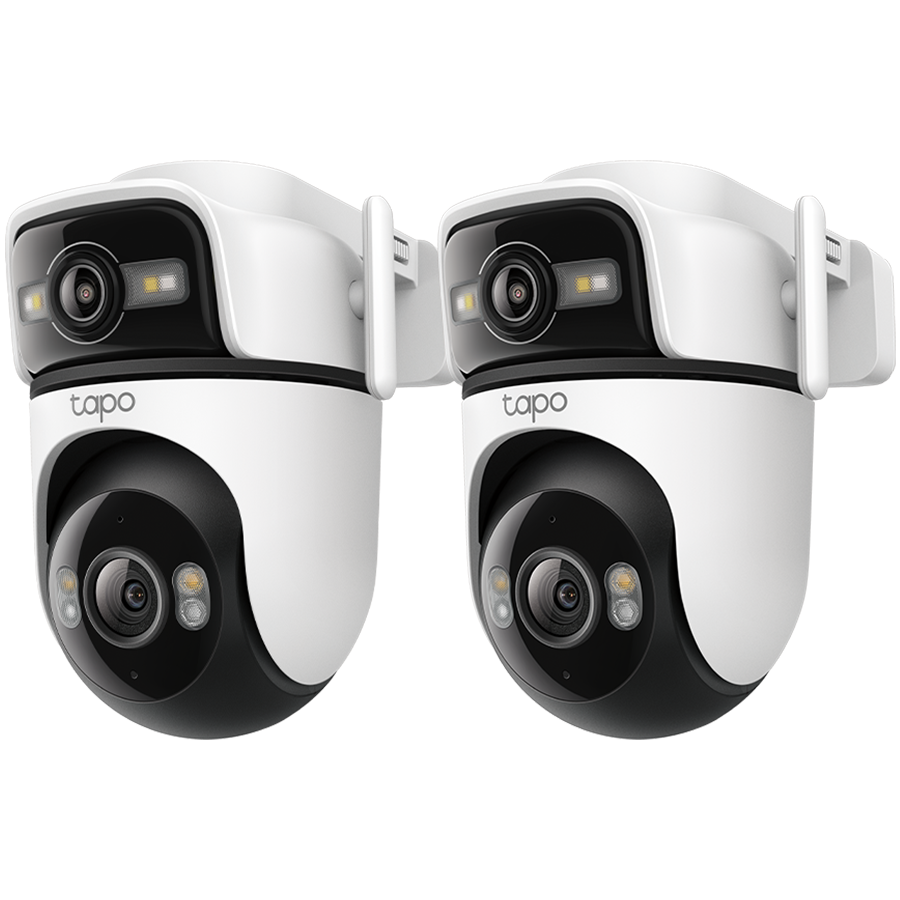 TAPO C545D Outdoor Dual Lens Pan/Tilt Security Camera, Double 2K View, Dynamic Dual Tracking, Color Night Vision, Built-in Microphone and Speaker