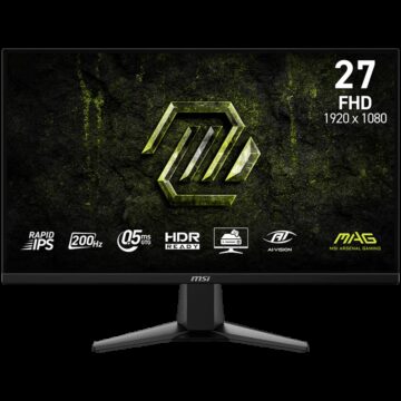 MSI MAG 275QF, 27", Rapid IPS, 1920x1080 (FullHD), 300 NITS, 200Hz, 0.5ms, Adaptive-Sync, 1x DP 1.2a, 2x HDMI 2.0b, 1 x Headphone-out, Anti-glare, VESA