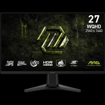 MSI MAG 275QF, 27", Rapid IPS, 2560x1440 (WQHD), 300 NITS, 200Hz, 0.5ms, Adaptive-Sync, 1x DP 1.4, 2x HDMI 2.0b, 1 x Headphone-out, Anti-glare, VESA