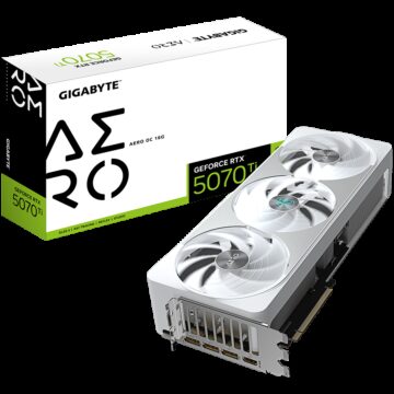 GIGABYTE Video Card NVIDIA GeForce RTX 5070 Ti AERO OC 16G (16GB GDDR7/256bit, PCI-E 5.0, Recommended PSU 750W, 3xDP, 1xHDMI) Silver/White