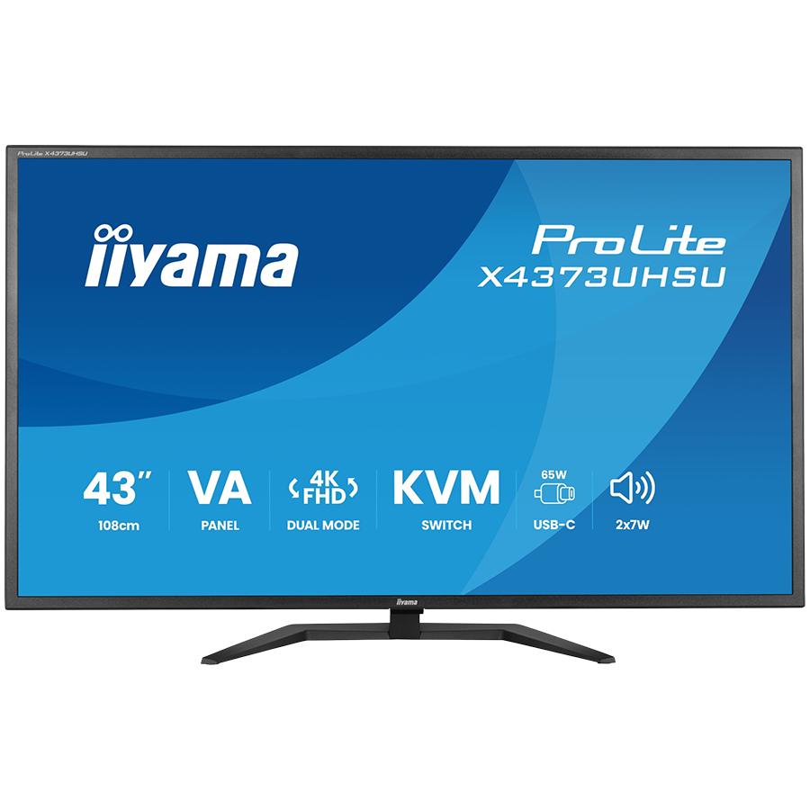IIYAMA Monitor LED X4373UHSU-B2 KVM Switch 42.5" VA LED 3840 x 2160 60hz 450cd 3ms HDMI DP USB Type C 95W Tilt 3y