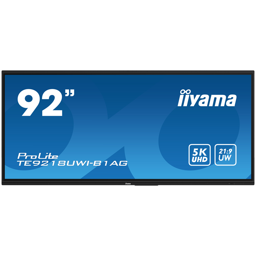 92" UW5K 5120x2160 VA Anti-Glare, 50-Points Touch,450cd/m2, Metal, Fan-less, SP 2x 16W + 16W subwoofer, Mic Array 8x, HDMI 4x, HDMI-out, USB-C 2x up to 100W PD, mini-jack, S/PDIF, LAN 2x, RS232C, iiWare, WiFi/BT, VESA 800x600, OPC slot, Android 13