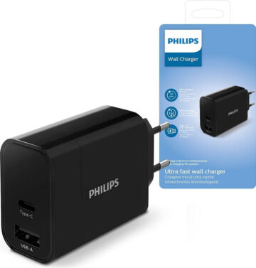 Philips zidni punjač 1xUSB-C i 1xUSB-1A 30W