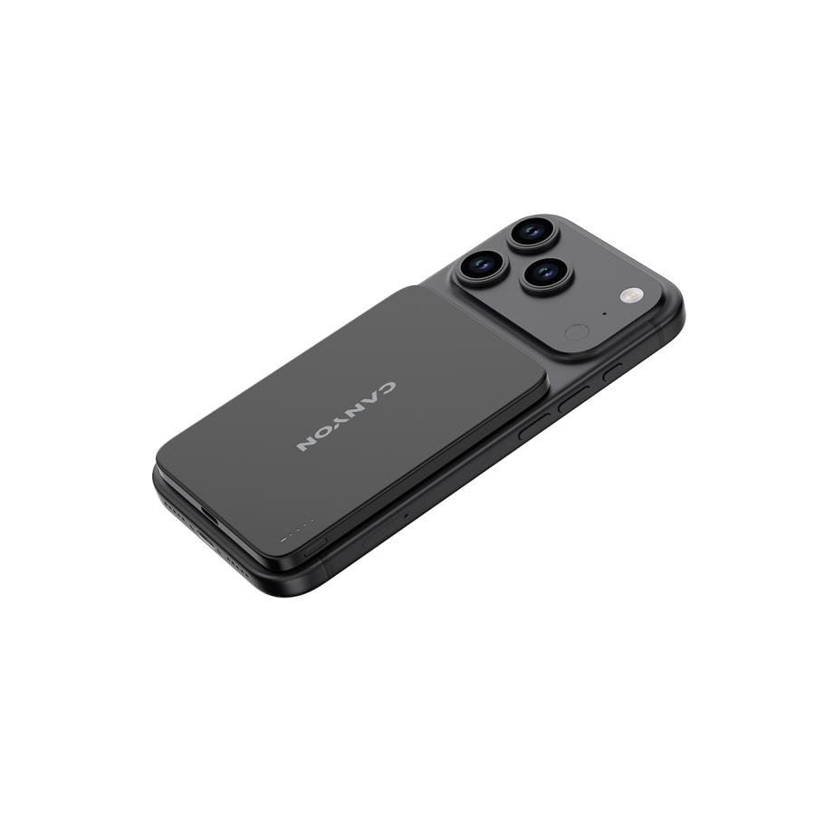 CANYON OnPower 503 Air 3000mAh Ultra-Slim Magnetic Wireless Power Bank, Full Metal Body, 5.8mm Thin Design, USB-C Charging, Dark Grey - Slika 2