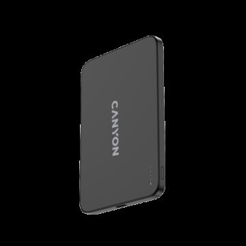 CANYON OnPower 503 Air 3000mAh Ultra-Slim Magnetic Wireless Power Bank, Full Metal Body, 5.8mm Thin Design, USB-C Charging, Dark Grey