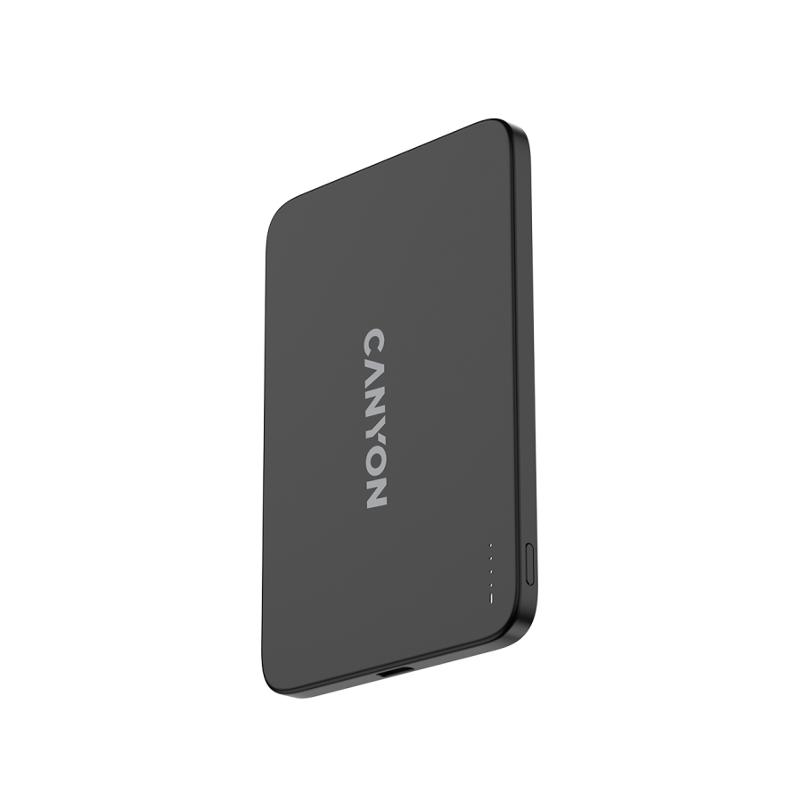 CANYON OnPower 503 Air 3000mAh Ultra-Slim Magnetic Wireless Power Bank, Full Metal Body, 5.8mm Thin Design, USB-C Charging, Dark Grey