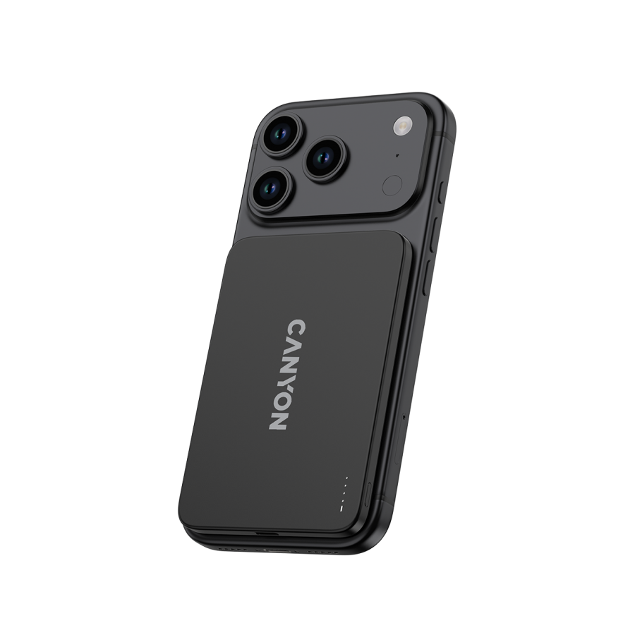 CANYON OnPower 503 Air 3000mAh Ultra-Slim Magnetic Wireless Power Bank, Full Metal Body, 5.8mm Thin Design, USB-C Charging, Dark Grey - Slika 3