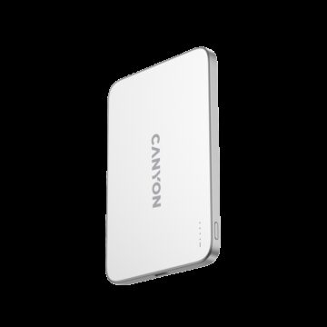 CANYON OnPower 503 Air 3000mAh Ultra-Slim Magnetic Wireless Power Bank, Full Metal Body, 5.8mm Thin Design, USB-C Charging, Silver